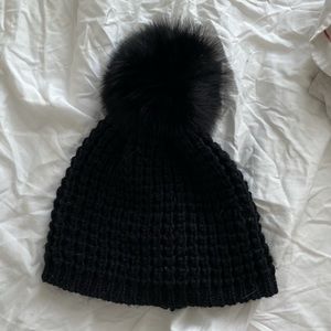 Genuine Fox Fur fleece lined beanie